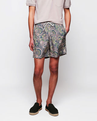 Bañador estampado paisley verde y gris