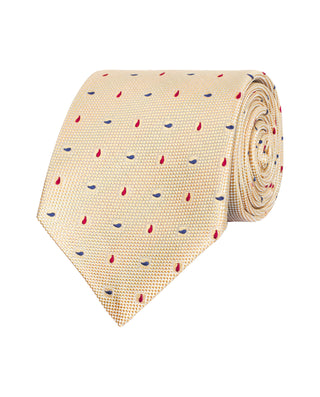Corbata jacquard de seda natural beige by MIRTO