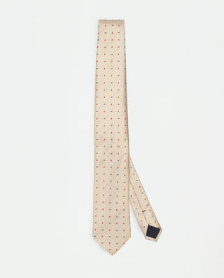 Corbata jacquard de seda natural beige by MIRTO