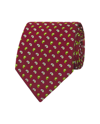 Corbata jacquard de seda natural granate by MIRTO