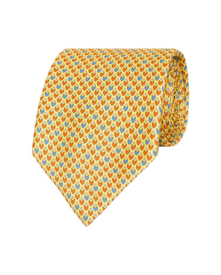 Corbata twill estampado de seda amarillo by MIRTO
