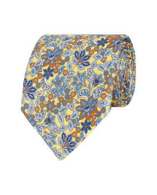 Corbata twill estampado de seda amarillo by MIRTO