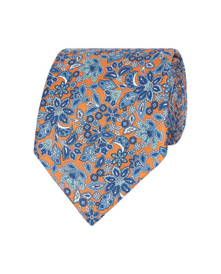 Corbata twill estampado de seda naranja by MIRTO