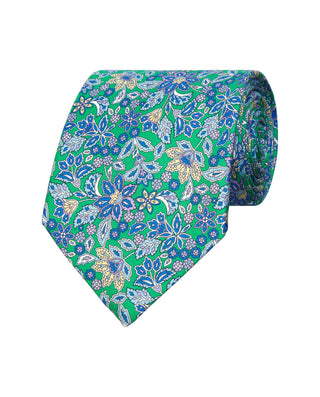 Corbata twill estampado de seda verde by MIRTO