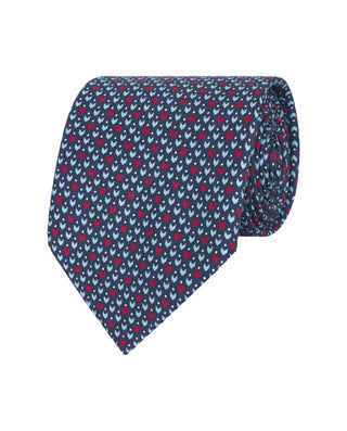 Corbata twill estampado de seda marino by MIRTO