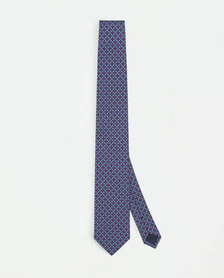 Corbata twill estampado de seda marino by MIRTO