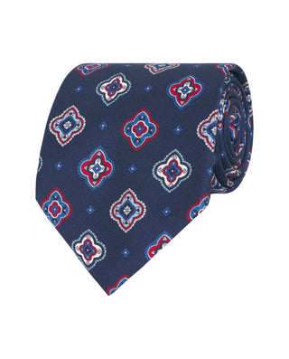 Corbata twill estampado de seda marino by MIRTO