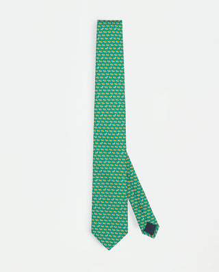 Corbata twill estampado de seda verde by MIRTO