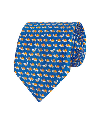 Corbata twill estampado de seda azul by MIRTO