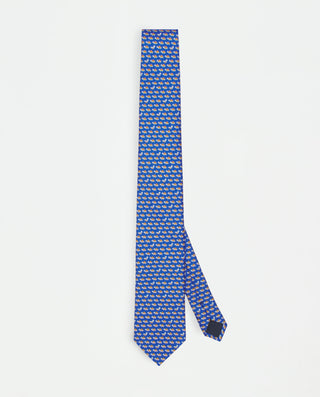 Corbata twill estampado de seda azul by MIRTO