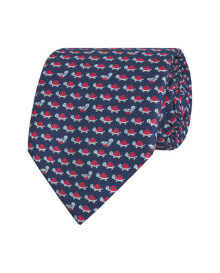 Corbata twill estampado de seda marino by MIRTO