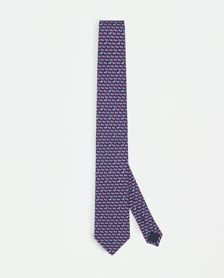 Corbata twill estampado de seda marino by MIRTO