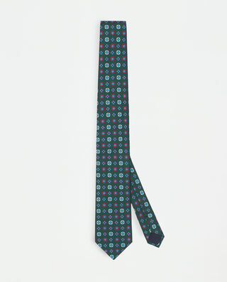 Corbata twill estampado de seda verde by MIRTO