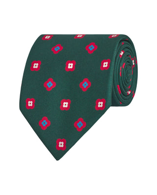 Corbata twill estampado de seda verde by MIRTO