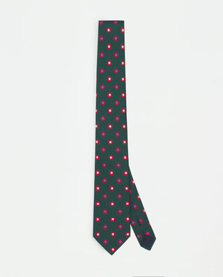 Corbata twill estampado de seda verde by MIRTO