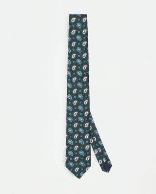 Corbata twill estampado de seda verde by MIRTO