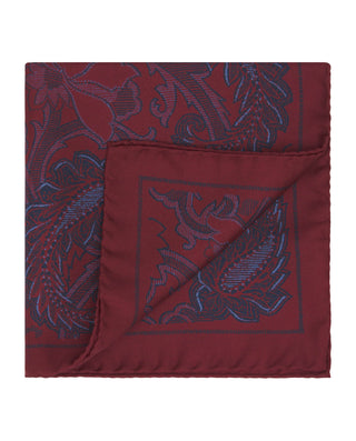 Pañuelo de bolsillo estampado paisley rojo de seda