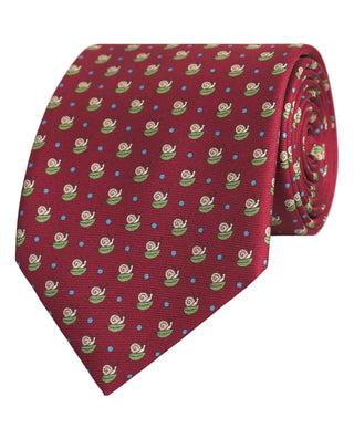 Corbata twill granate estampado animal en seda natural