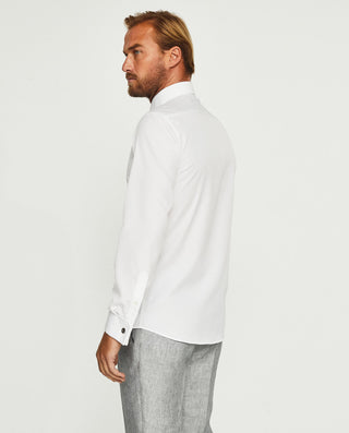 Camisa lisa semi-entallada travelshirt puño doble blanco