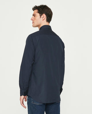 Camisa casual semi-entallada popelín manga larga marino