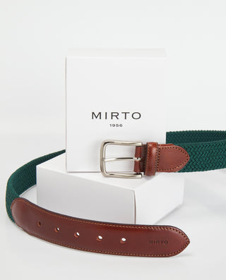 Cinturón trenzado elástico verde by MIRTO