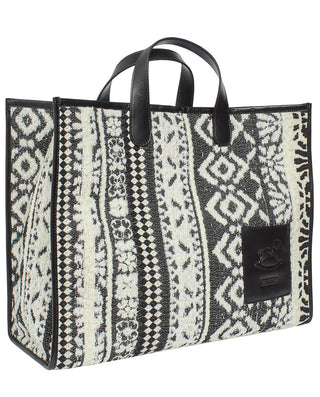 BOLSO SHOPPING GRANDE BLANCO Y NEGRO by MIRTO