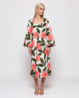 Vestido de algodón estampado floral rosa by MIRTO