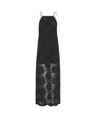 Vestido largo de crochet algodón negro by MIRTO