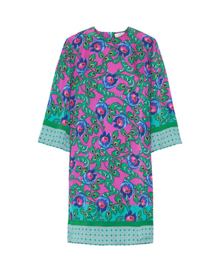 Vestido corto estampado rosa y turquesa by MIRTO