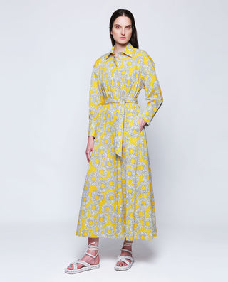 Vestido camisero estampado floral amarillo by MIRT
