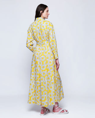 Vestido camisero estampado floral amarillo by MIRT