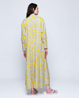 Vestido camisero estampado floral amarillo by MIRT
