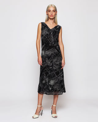 Vestido de gasa estampado figurativo negro by MIRT