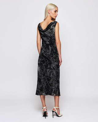 Vestido de gasa estampado figurativo negro by MIRT
