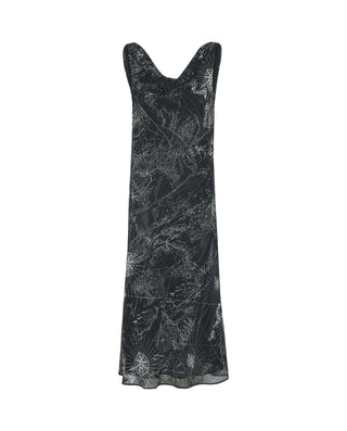 Vestido de gasa estampado figurativo negro by MIRT