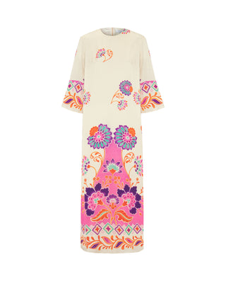 Vestido fluido estampado floral rosa by MIRTO