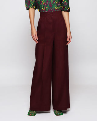 Pantalón de lino burdeos by MIRTO