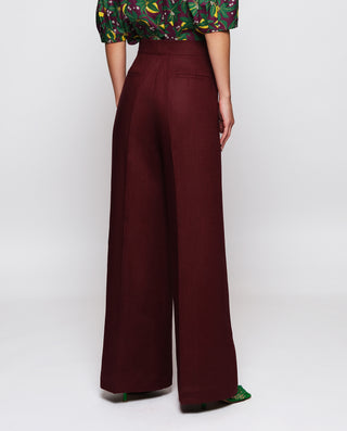Pantalón de lino burdeos by MIRTO