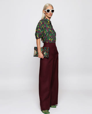 Pantalón de lino burdeos by MIRTO