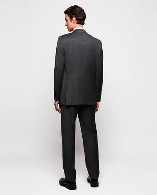 Traje de lana raya diplomática gris by MIRTO