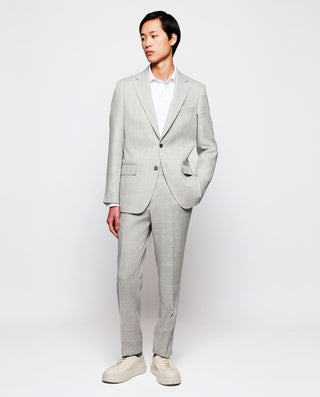 Traje de lino y lana espiga gris by MIRTO