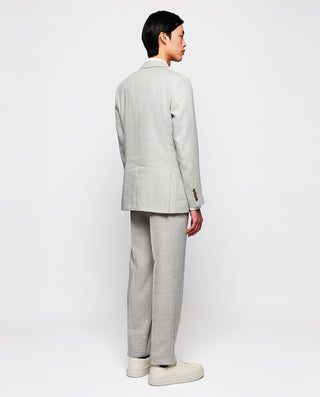 Traje de lino y lana espiga gris by MIRTO