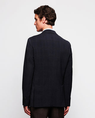 Chaqueta seersucker a cuadros azul marino by MIRTO