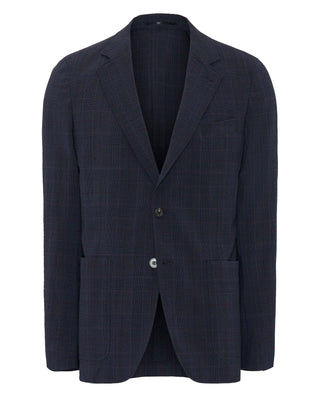 Chaqueta seersucker a cuadros azul marino by MIRTO