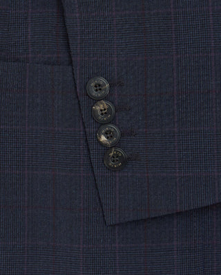 Chaqueta seersucker a cuadros azul marino by MIRTO