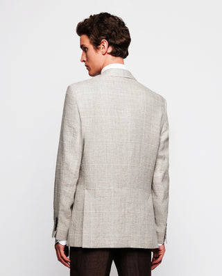 Chaqueta lino cuadros beige by MIRTO