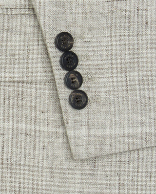 Chaqueta lino cuadros beige by MIRTO
