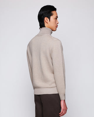Jersey trenzado de Lana cuello cisne camel by MIRT