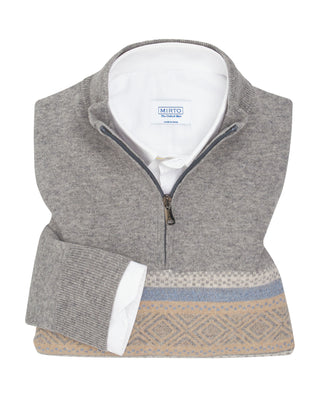 Jersey cuello perkins con cremallera gris by MIRTO