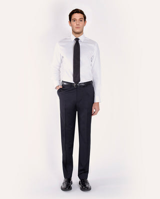 Pantalón regular fit de lana super 100's gris marengo